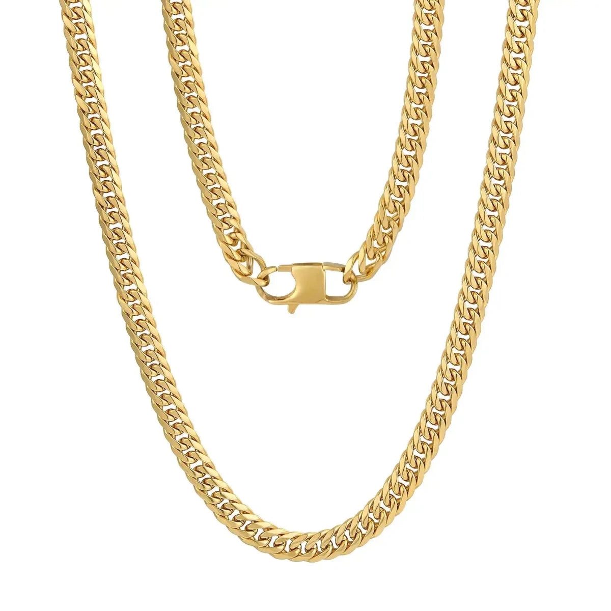 18k Gold Plated Mens Curb Cuban Link Chain Necklaces 316L Stainless Steel Bracelet Hip Hop Jewelry Gifts - FashionN hub