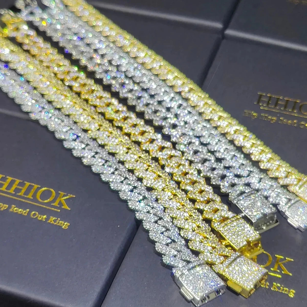 12mm Full Iced Out Diamond Cuban Link Bracelet Hip Hop 18K or White Gold Plated Miami Prong - setting Bracelets for Men Women - FashionN hub