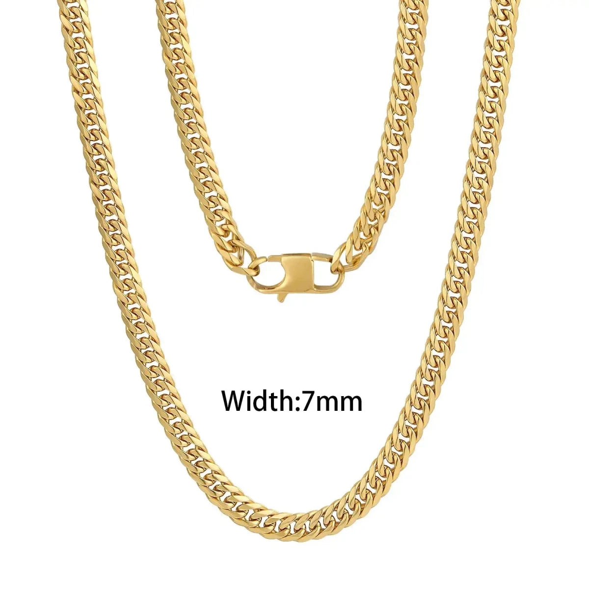 18k Gold Plated Mens Curb Cuban Link Chain Necklaces 316L Stainless Steel Bracelet Hip Hop Jewelry Gifts - FashionN hub