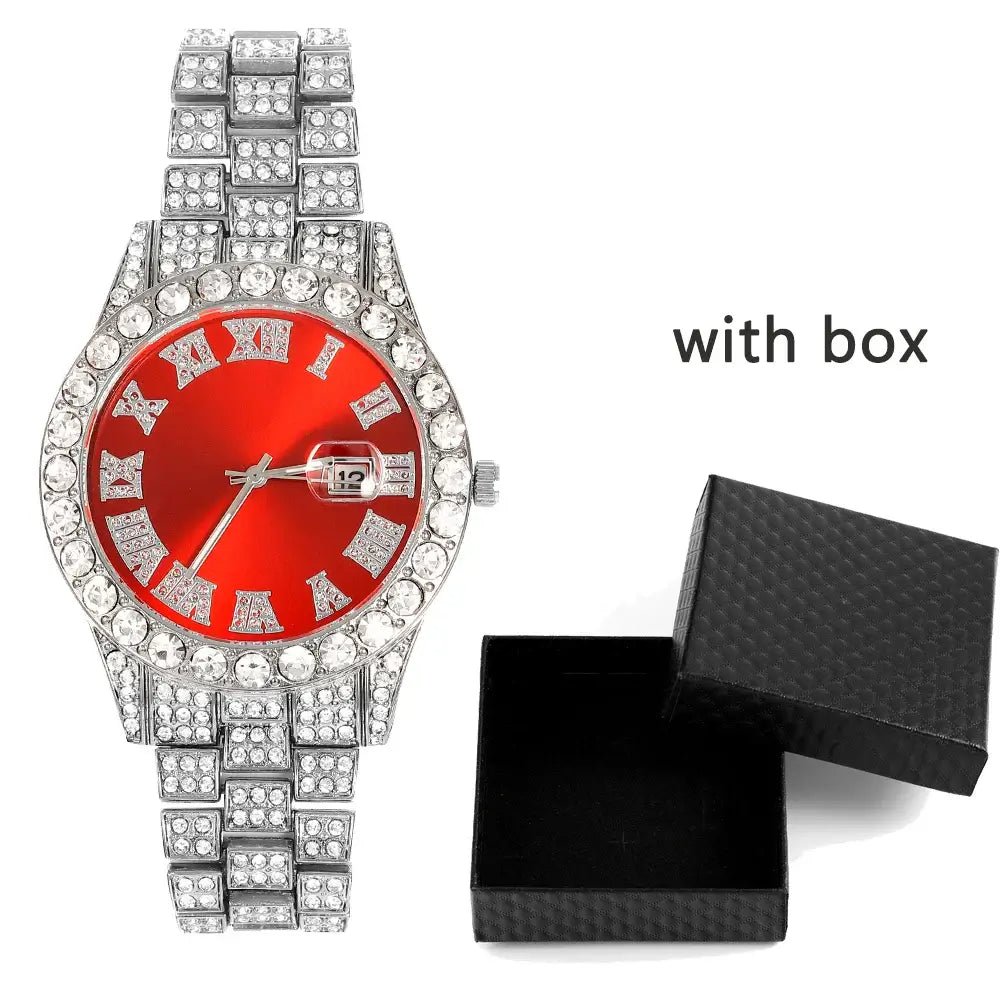 16mm Hip Hop Miami Cuban Link Chain Set Necklace +Watch+Bracelet Creative Iced Out Shiny Trendy Stylish Jewelry For Women Men - FashionN hub