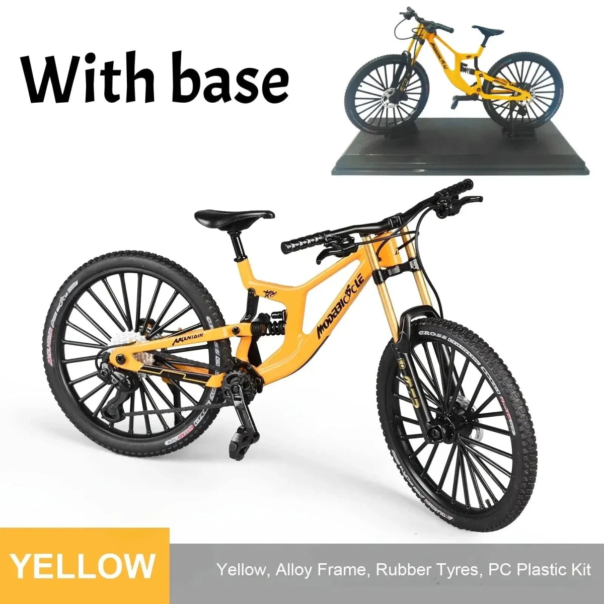 1:8 Alloy mountain bike model with base - features realistic gears and dual suspension, perfect for cycling enthusiasts - FashionN hub