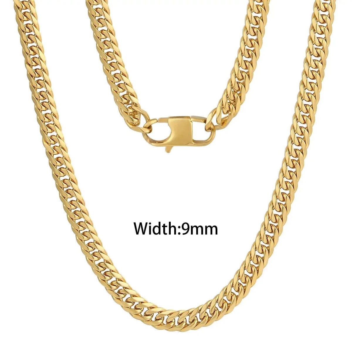 18k Gold Plated Mens Curb Cuban Link Chain Necklaces 316L Stainless Steel Bracelet Hip Hop Jewelry Gifts - FashionN hub