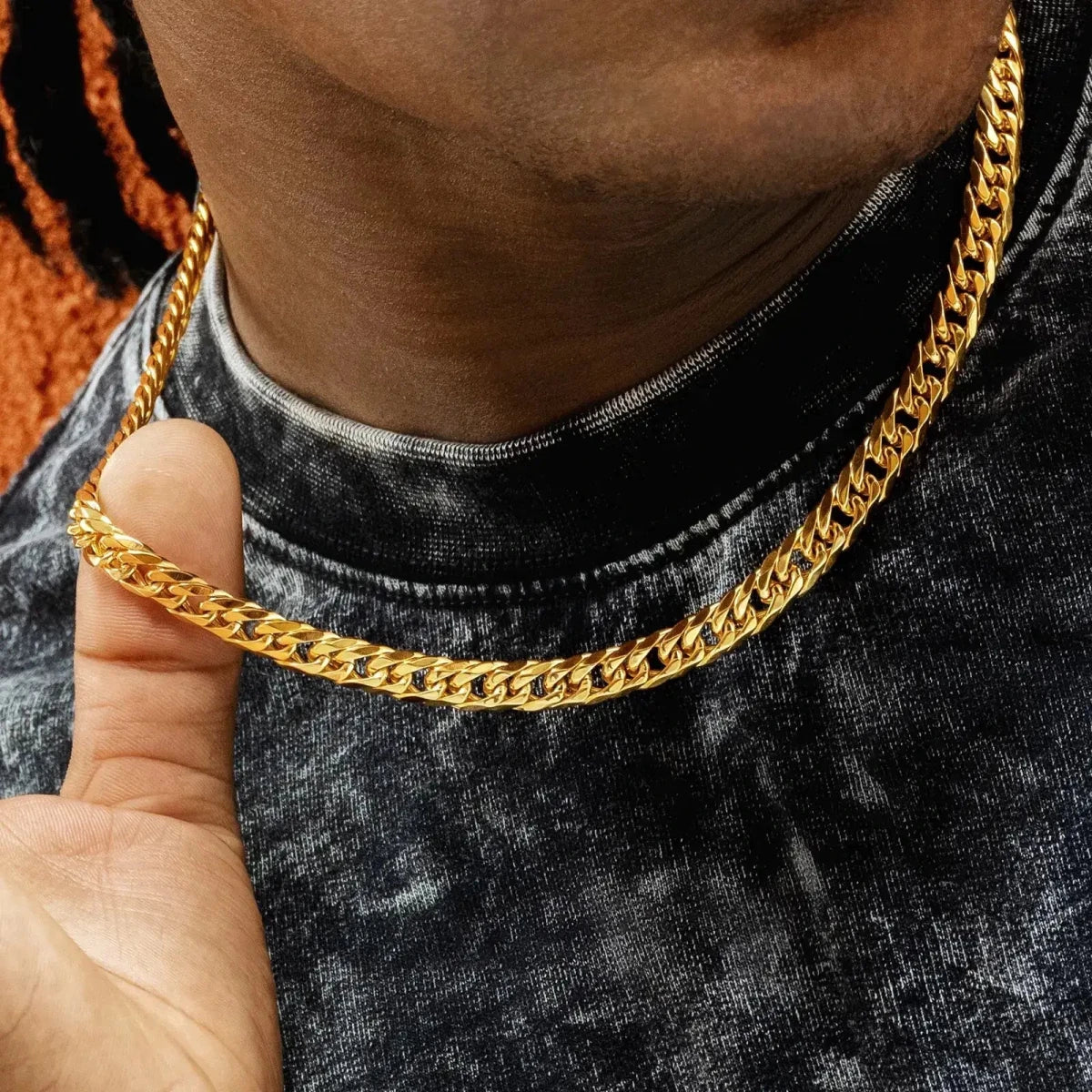 18k Gold Plated Mens Curb Cuban Link Chain Necklaces 316L Stainless Steel Bracelet Hip Hop Jewelry Gifts - FashionN hub