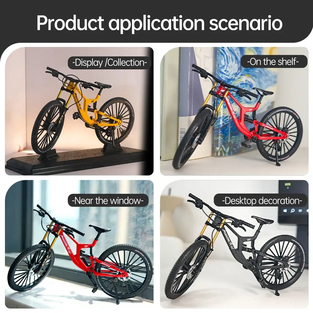 1:8 Alloy mountain bike model with base - features realistic gears and dual suspension, perfect for cycling enthusiasts - FashionN hub