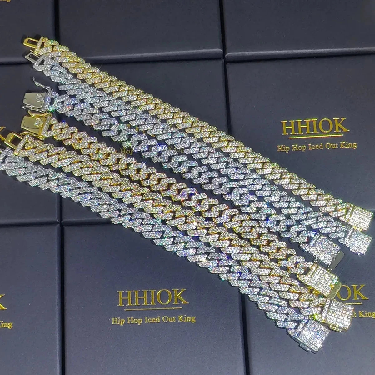 12mm Full Iced Out Diamond Cuban Link Bracelet Hip Hop 18K or White Gold Plated Miami Prong - setting Bracelets for Men Women - FashionN hub