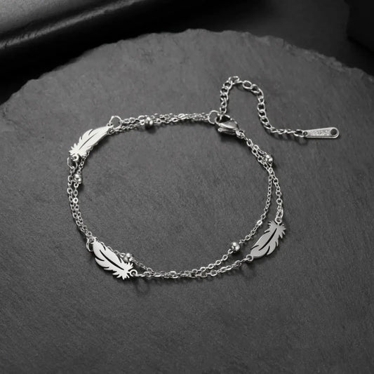 Exquisite Feather Pendant Bracelet Stainless Steel Women's Fashion Aesthetic Charm Jewelry Bohemian Minimalist Jewelry Gift - FashionN hub