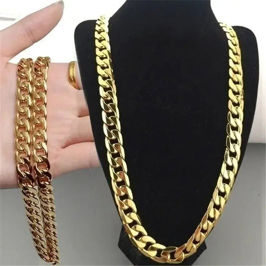 Classic High Quality Smooth Lock Chain Necklace for Women Collar Gold Color Chunky Thick Link Grunge Jewelry Steampunk Men Gift - FashionN hub