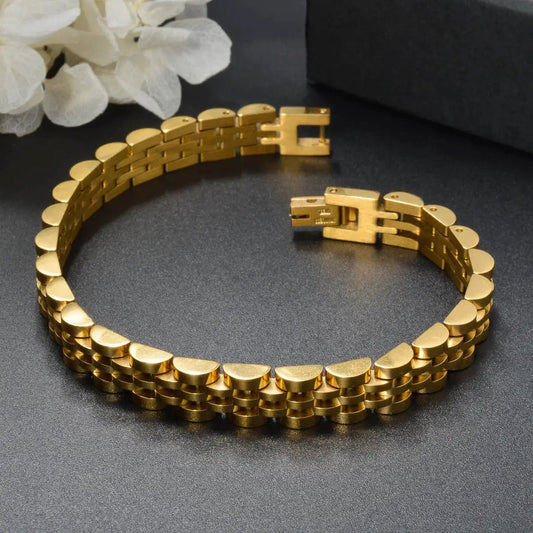 1PC Men's and Women's Stainless Steel Bracelet 8mm Wide Strap Design Simple Classic Hip Hop Punk Jewelry Gift - FashionN hub
