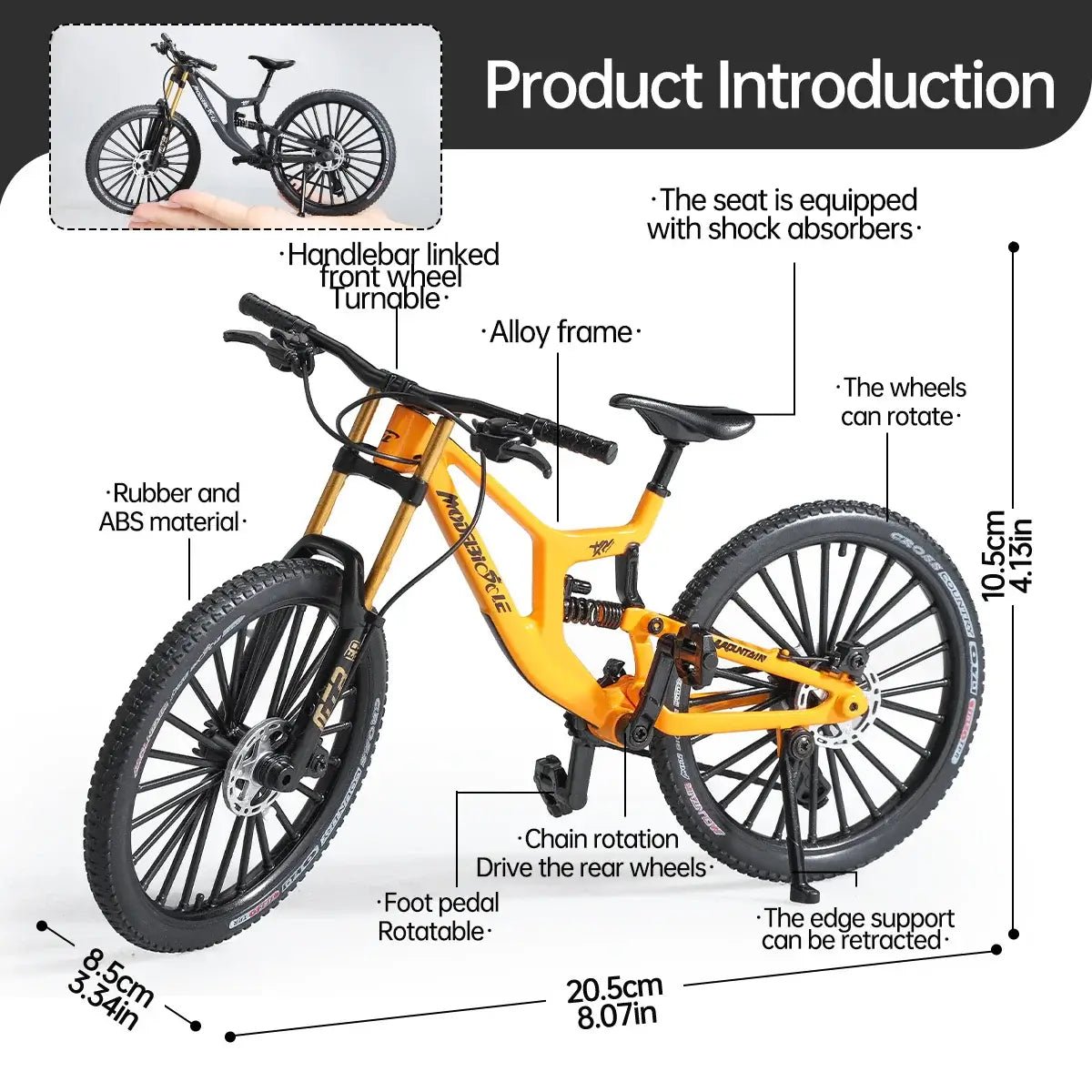 1:8 Alloy mountain bike model with base - features realistic gears and dual suspension, perfect for cycling enthusiasts - FashionN hub